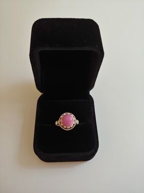 Pink Cabochon Sterling Silver-Accent Ring for Women